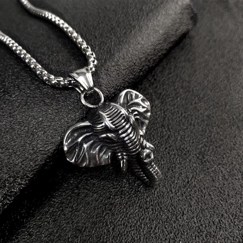 

Эта подвеска в стиле хип-хоп из титановой стали в виде головы слона подходит для мужчин.