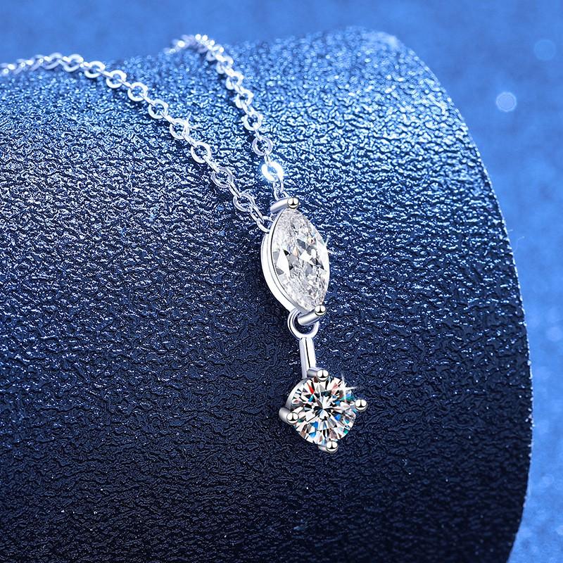 1ct Marquise Cut Moissanite Necklace Dainty Clavicle Chain Women