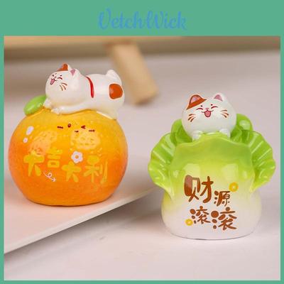 Fruits Cat Resin Art Piece Cute Desktop Ornament For Home And Celebration