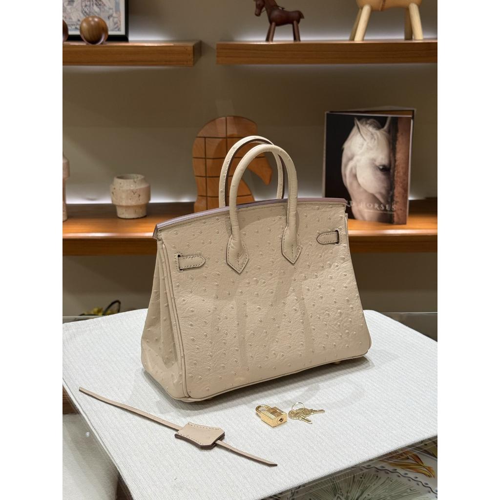 Ostrich Pattern Upgraded First Layer Cowhide Dukopp Slash Platinum 25/30 Inner Seam Edition Fashion Large Capacity Handbag