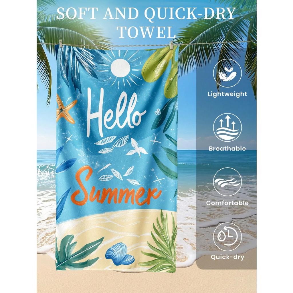 Vibrant Tropical Floral and Monstera Pattern Quick Dry Lightweight Breathable Comfortable Beach Towel for Beach Vacation Use