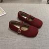 Fur Lining Women Flats Shoes Comfort Round Toe Soft Sole Shoes Outdoor Warm Short Plush Mary Jane Shoes For Autumn Winter
