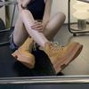 Cow Suede Leather Western Mid Calf Boots Women Round Toe Block Heels Autumn Winter Ankle Boots Ladies Shoes