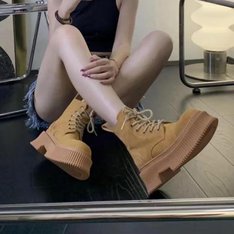 Cow Suede Leather Western Mid Calf Boots Women Round Toe Block Heels Autumn Winter Ankle Boots Ladies Shoes