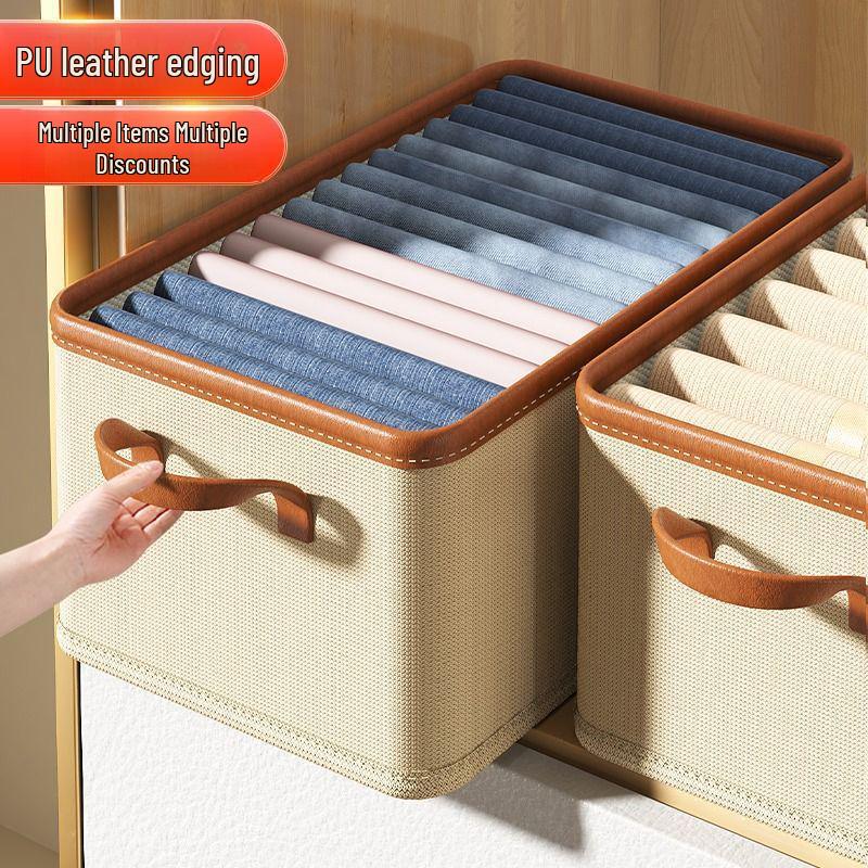 

Cotton & Linen Foldable Wardrobe Storage Box for Clothes and Pants Gray Non-woven [36*25*20CM]