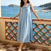 Women's Fashion Color Collar Sleeveless Pleated Dress