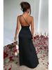 Women's Sleeveless Spaghetti Strap Cowl Neck Bridesmaid Dress - Backless Slim Fit Bodycon for Autumn/Winter