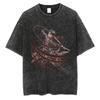 Eren Jager Attack on Titan Summer Streetwear Washed T-Shirt Anime Graphic Print TShirt Men Harajuku Cotton Oversize Vintage Tee