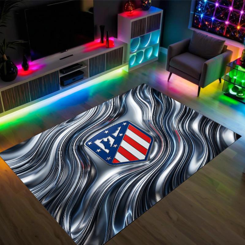 Atletico Madrid Design Crystal Velvet Carpet Cozy Non?Slip Printed Rug For Bedroom Living Room Entrance