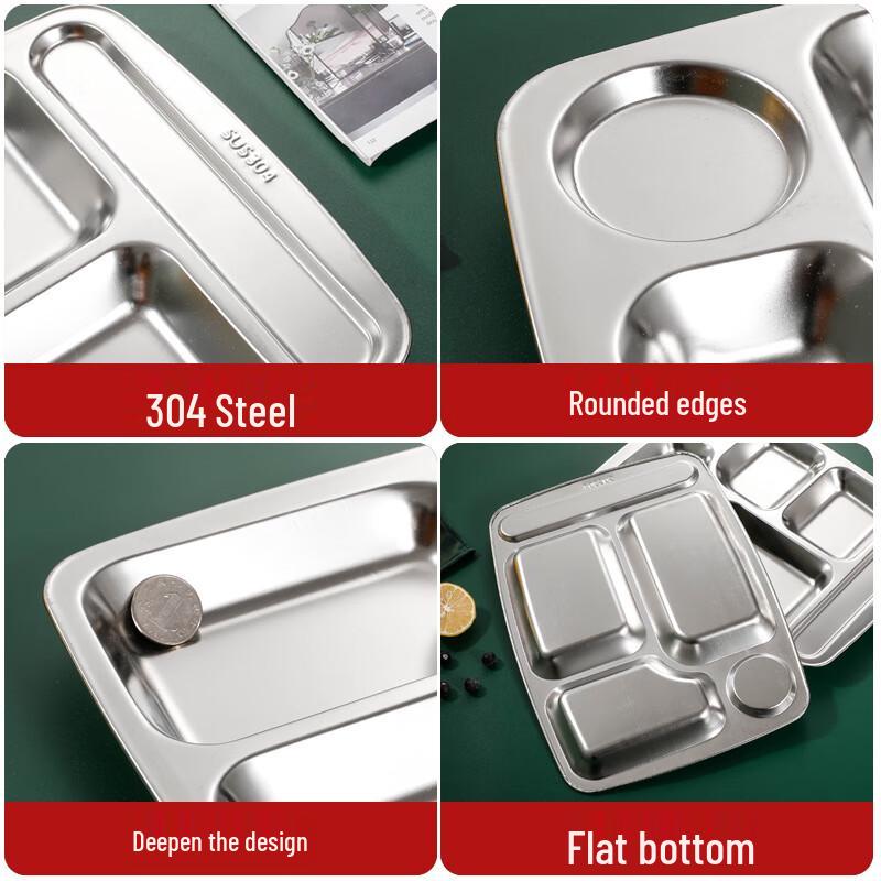 304 Stainless Steel 7-Compartment Meal Tray