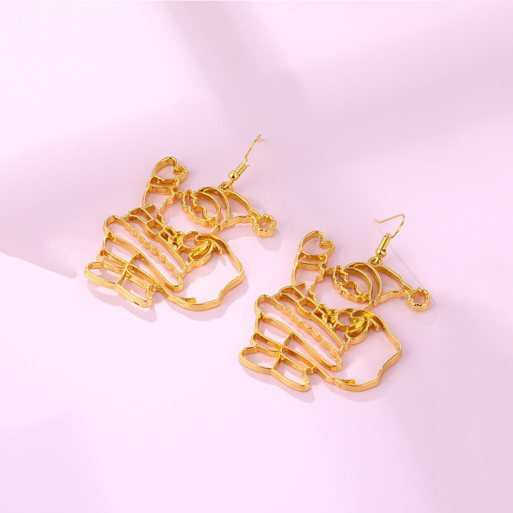 Trendy Alloy Christmas Earrings With Santa And Reindeer Holiday Festive Style
