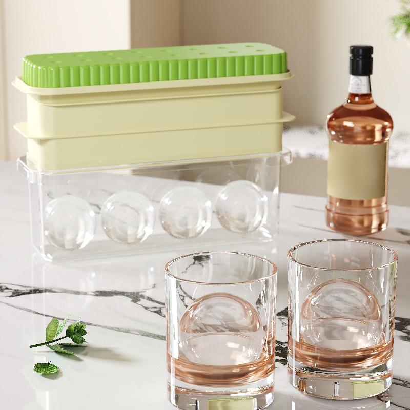 1Set Ice Ball Mold Food Grade Silicone Freezer Tray for Perfect Polygonal Ice Balls Home Kitchen Drink Chilling