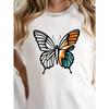 Butterfly Print Crew Neck T-shirt, Casual Short Sleeve Top For Spring & Summer, Women's Clothing
