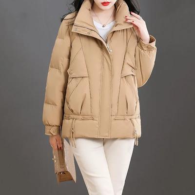 Chaqueta corta de invierno para mujer, cálida, de color liso, para desplazamientos diarios