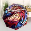 1pc Dragon StainedGlass Automatic Open/close Folding Compact Umbrella, 8-Rib Sturdy Canopy, Lightweight Portable, Everyday Use, Gift, Outdoor Umbrella