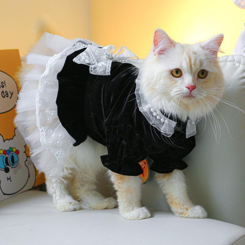 Dog Costume Dress Cat Clothes Cute Clothing Outfits Small Animal Lace Decors Apparel for Girl Cat Puppies Small Dogs