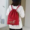 Women's Fashion Embroidery Drawstring Backpack: Oxford Cloth, Foldable Travel Bag