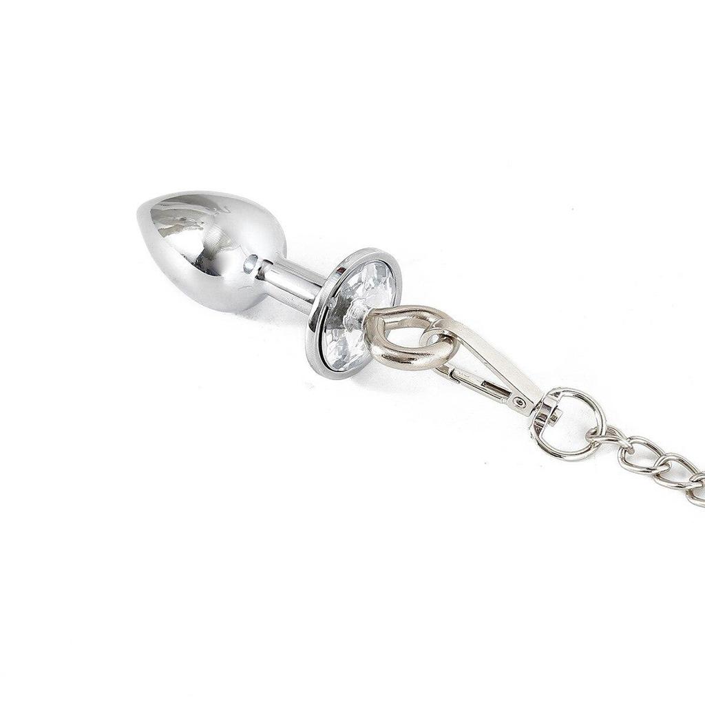 Stainless Steel Butt Plug Chain Leather Whip BDSM Adult Sex Toy Tail Plug Slave Fetish