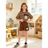 Girls' Floral Print Two-Piece Set Stretch Fabric Dress Popular Style Girls' Clothing Outfit