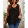 Women'S Sleeveless Top with a Black Background And White Polka, Loose-Fitting, Casual