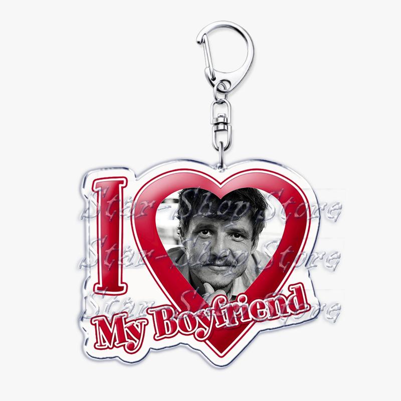 Hot Pedro Pascal I Love My Boyfriend Heart Keychain for Women Accessories Key Chain Ring Keychains Jewelry Fans Gifts