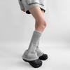 Autumn Winter Gray Series Gray Plush Warm Versatile JK Spice Girl Mid-calf Leg Warmers Y2K Wide-leg Cuffed Slouchy Leg Warmers
