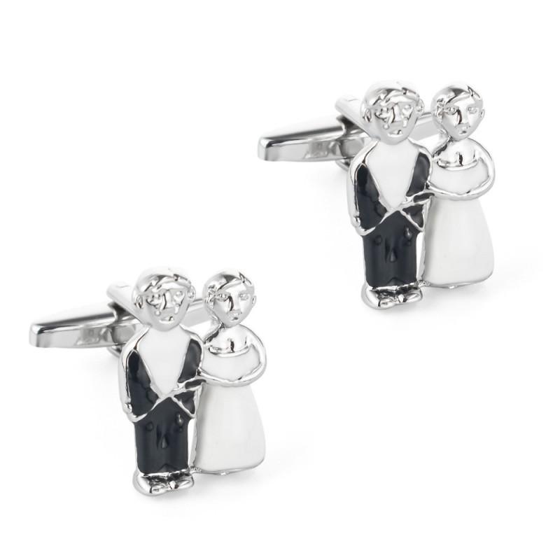 

Couple Wedding Paint Plated Silver Metal Copper Cufflinks Men s French all-natural