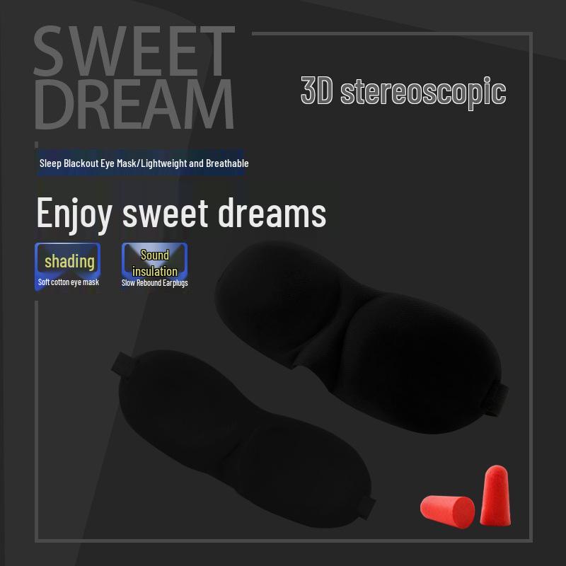 3D Breathable Black Eye Mask for Men & Women - Light-Blocking, Upgraded Design for Student Fatigue Relief