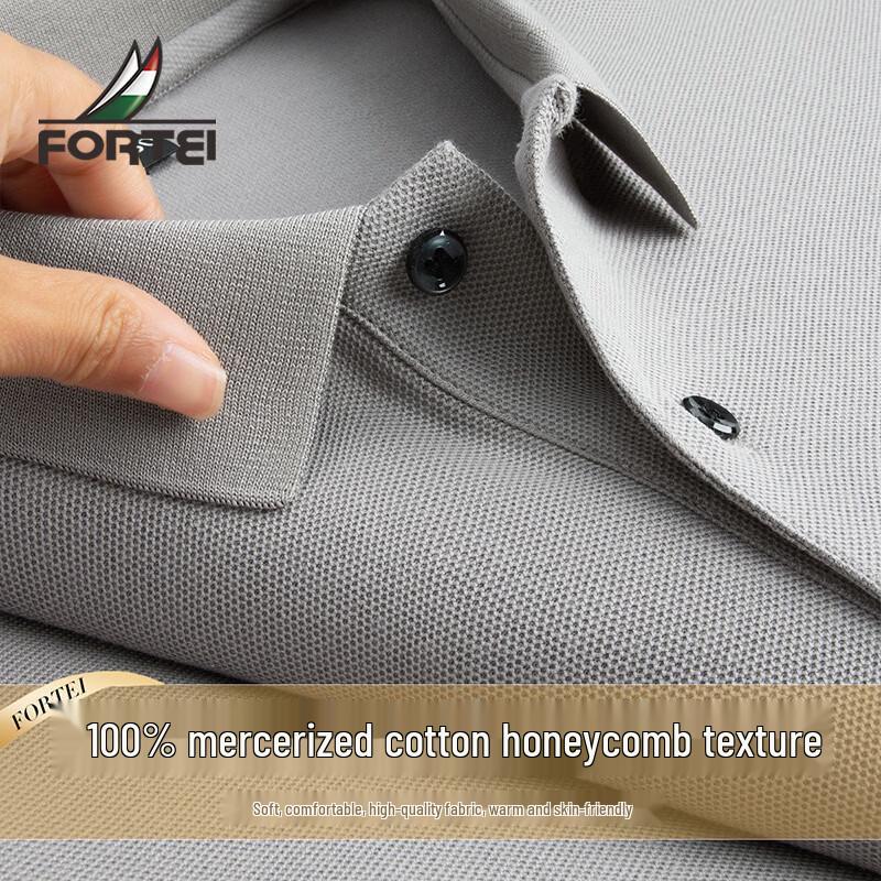 Men s Mercerized Cotton Honeycomb Polo Long-Sleeve T-Shirt