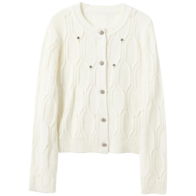 Sancai Machine-Washable Winter Crew-Neck Button-Front Knit Cardigan