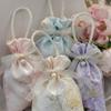 Korean Style Canvas Drawstring Bag Pearl Pendant Wedding Candy Bag Festive Sugar Bag  Festival