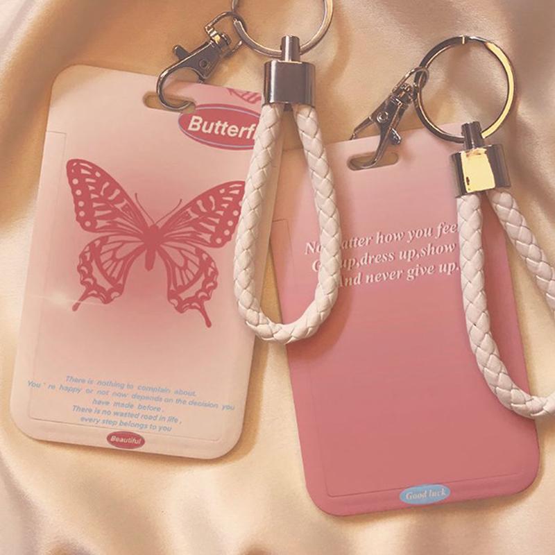 1Pc Women Men Business Card Holder Cartoon Cute Credit Card Holders With Keyring Bank Id Holders Badge Child Bus Card Cover Case