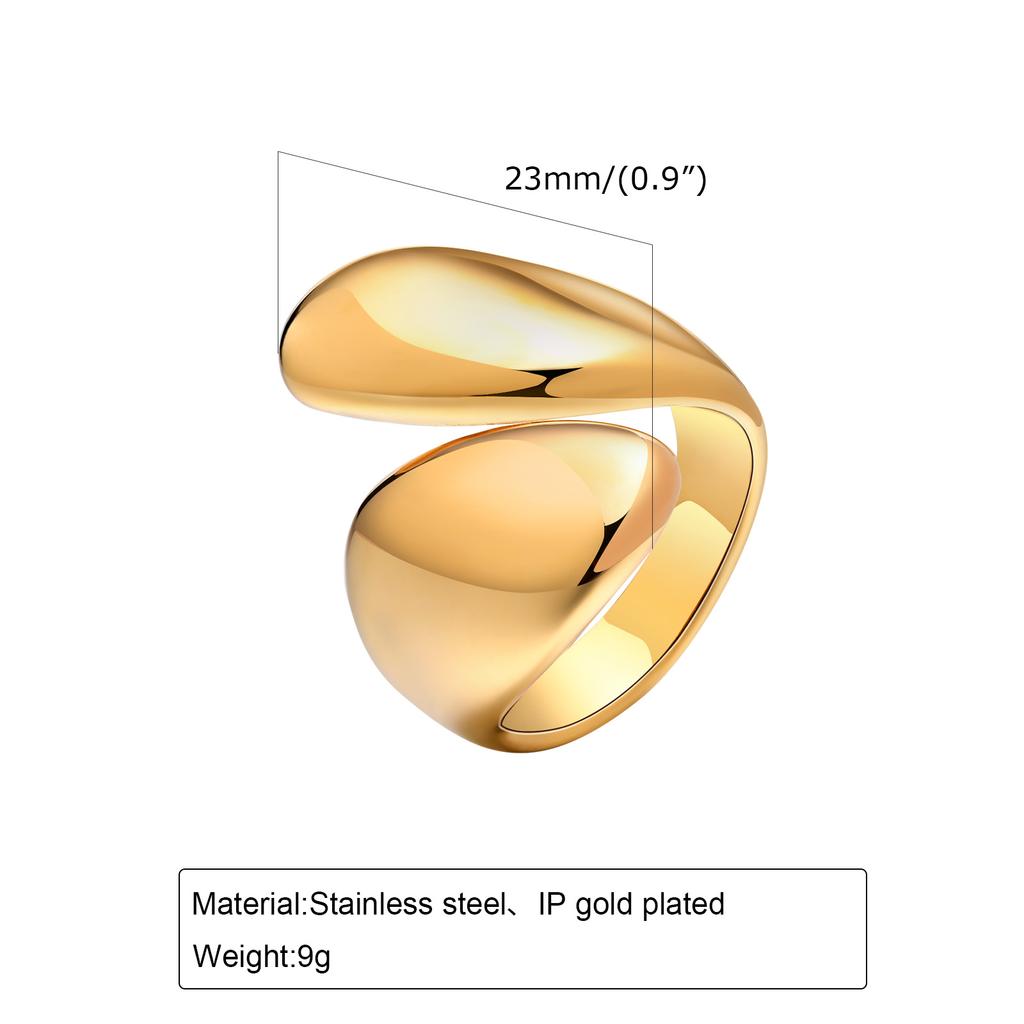 Bague large moderne en acier inoxydable enveloppante pour femmes Bague de doigt géométrique statement Bague de fête superposée Chic