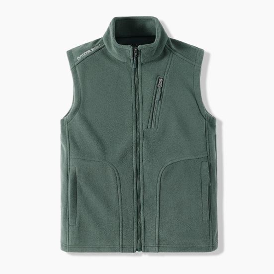 Men Polar Fleece Waistcoat Regular Fit Sleeveless Stand-Up Collar Vest Coat with Zipper Pockets Thermal Insulation Vest Jacket