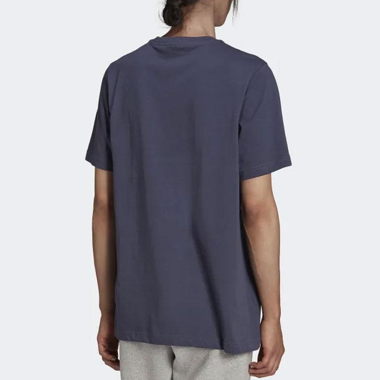 adidas Originals Trefoil Big Logo Crew Neck T-Shirt Men Tops Shadow-Navy-Blue HE9512