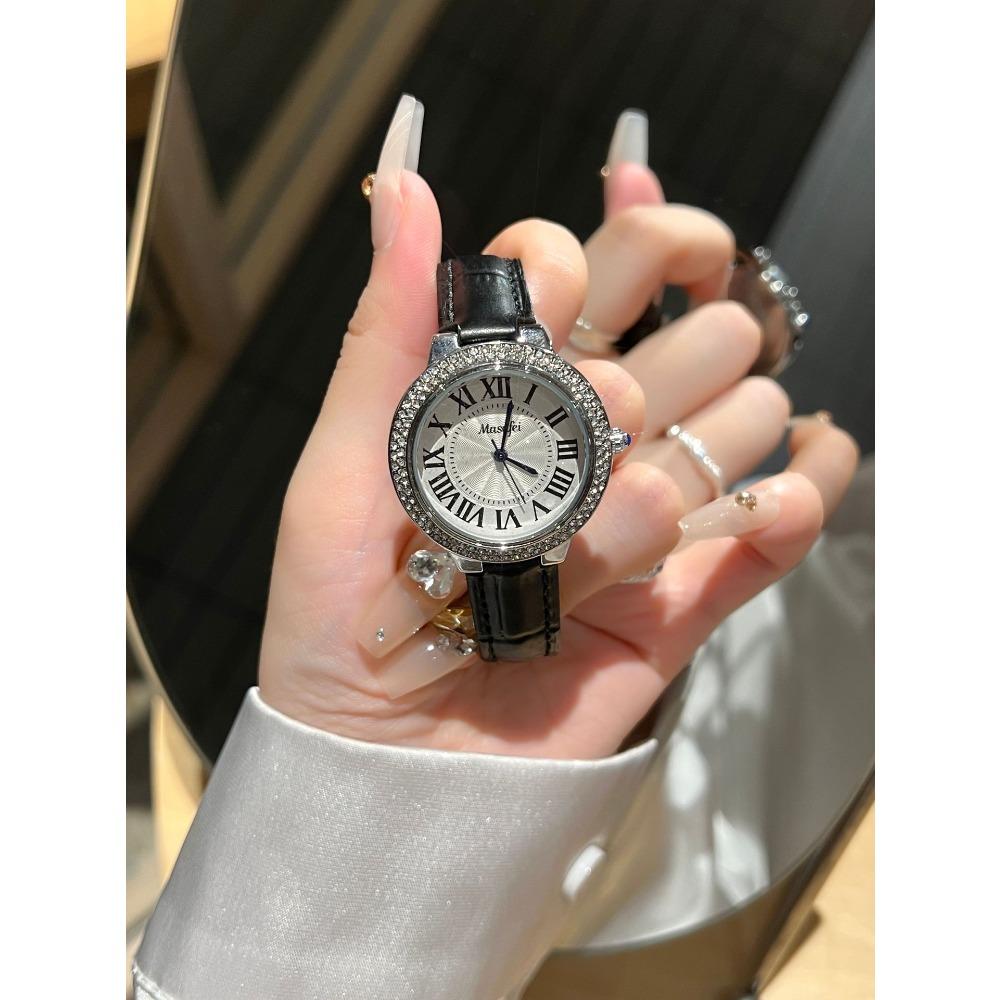 New Ladies Watch Masafei Fashion Simple Temperament Steel Belt Quartz Vintage Roman Scale Watch Niche