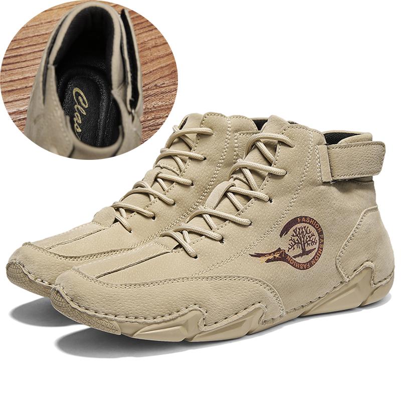 

Мужские хип-топы большого размера, кожаные ботинки ручной работы, мужская обувь, удобные ботильоны для мужчин, повседневная обувь, обувь большого размера для инструментов 48 бежевый