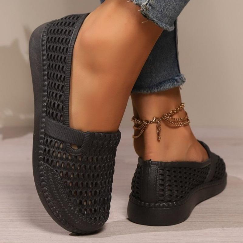Fashion Women's Fashion Flat Shoes Women's Fashion Round Head Hollow Soft Sole Anti-slip Wear-resistant Single Shoes
