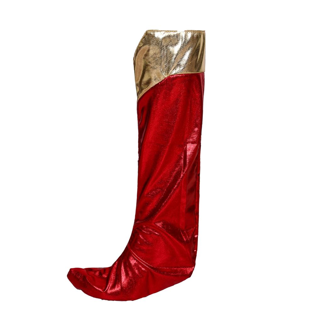PU leather superwoman boots cover, bronzing superman long foot cover, bronzing superman foot cover