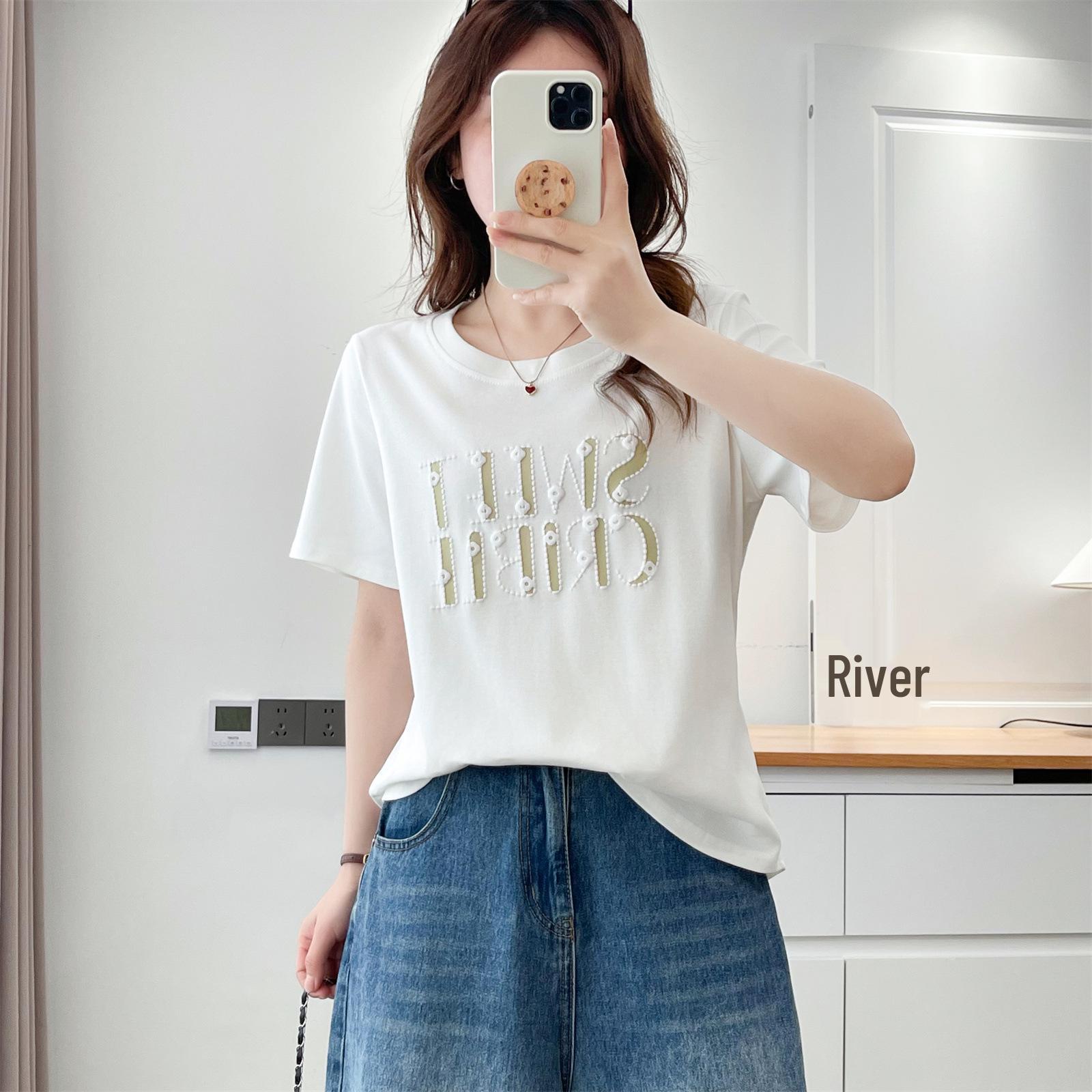 Plus Size Women s Puff Print Short-Sleeve Top - Versatile Niche Style for Summer 2026, Model 6205. 2XL белый