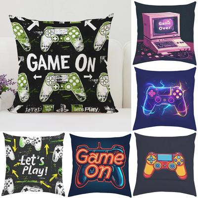 Heimdeko TV-Spiel-Fan-Stil Quadratische Kissenhülle Kissenbezug Anime Neues Design Gamer-Griff Aufdruck 45x45 Geschenk für Kinder