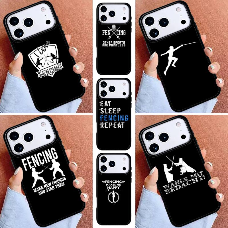 Eat Sleep Fencing Heartbeat Phone Case for iPhone 16e 15 14 13 12 17 Pro Max Plus Air 17pro Cover Coque