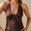 European and American exaggerated diamond-encrusted geometric chest chain sweater chain niche necklace light luxury item decoration