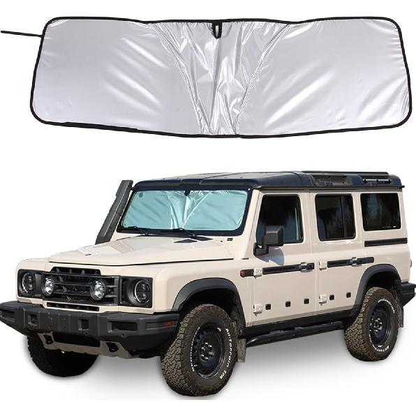 

Front Windshield Sun Shade Compatible with INEOS Grenadier 2020-2026, Car Windshield Sun Shade Foldable Elastic Memory Steel Wire Sun Shield UV білий