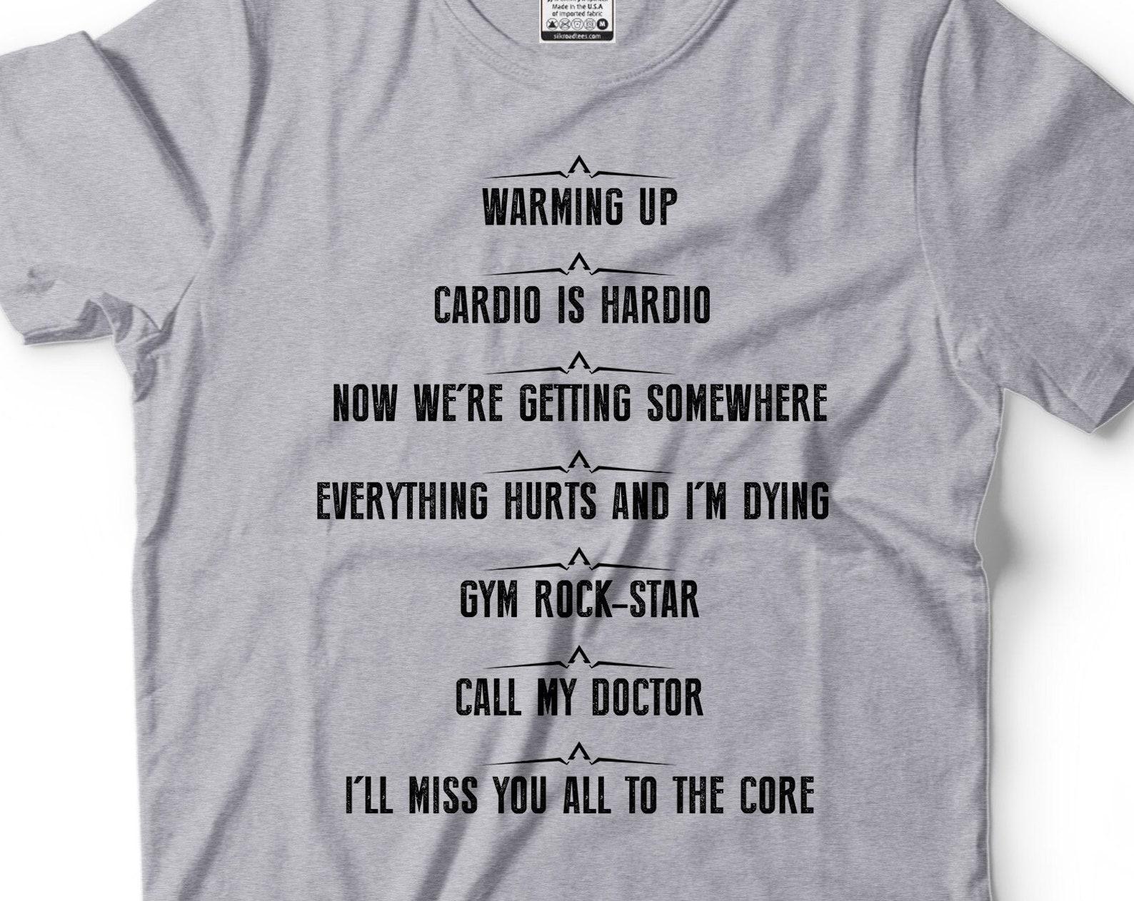 Funny Gym T-Shirt: Cardio is Hardio, Workout Motivation M
