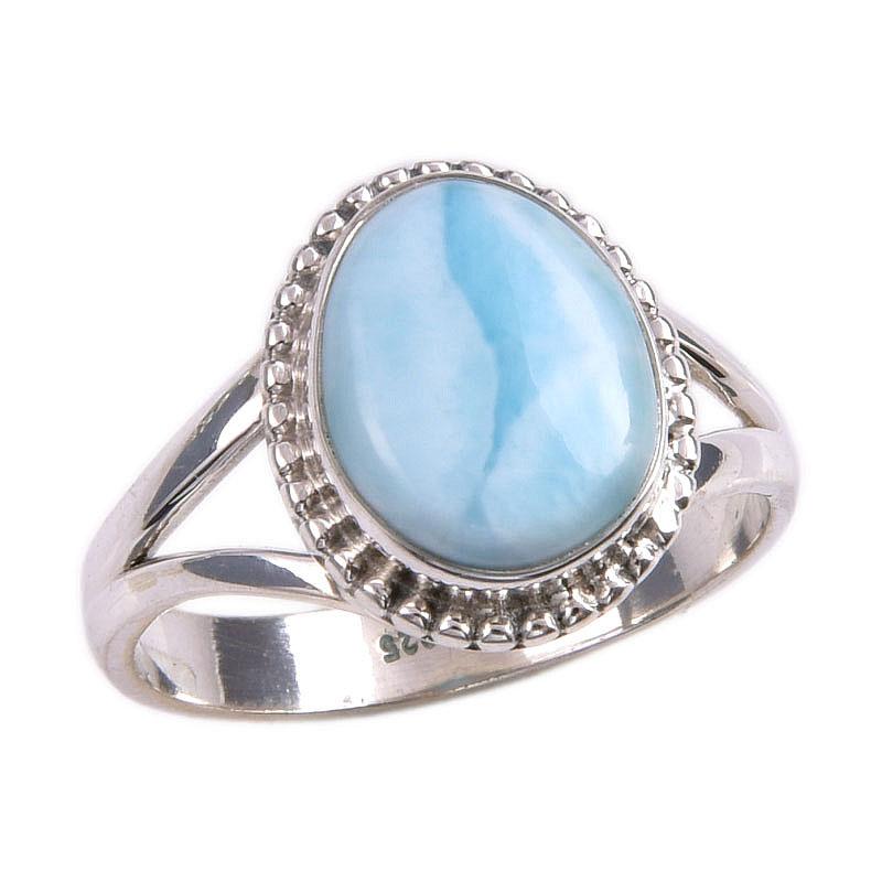 Natural Republic Larimar Gemstone 925 Solid Sterling Silver Gift Ring S.7 Q8D75