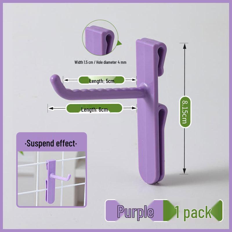 Nail-Free Grid Panel Hook for Wire Mesh Shelves - No-Drill Wall Storage Hooks for Kindergarten Display