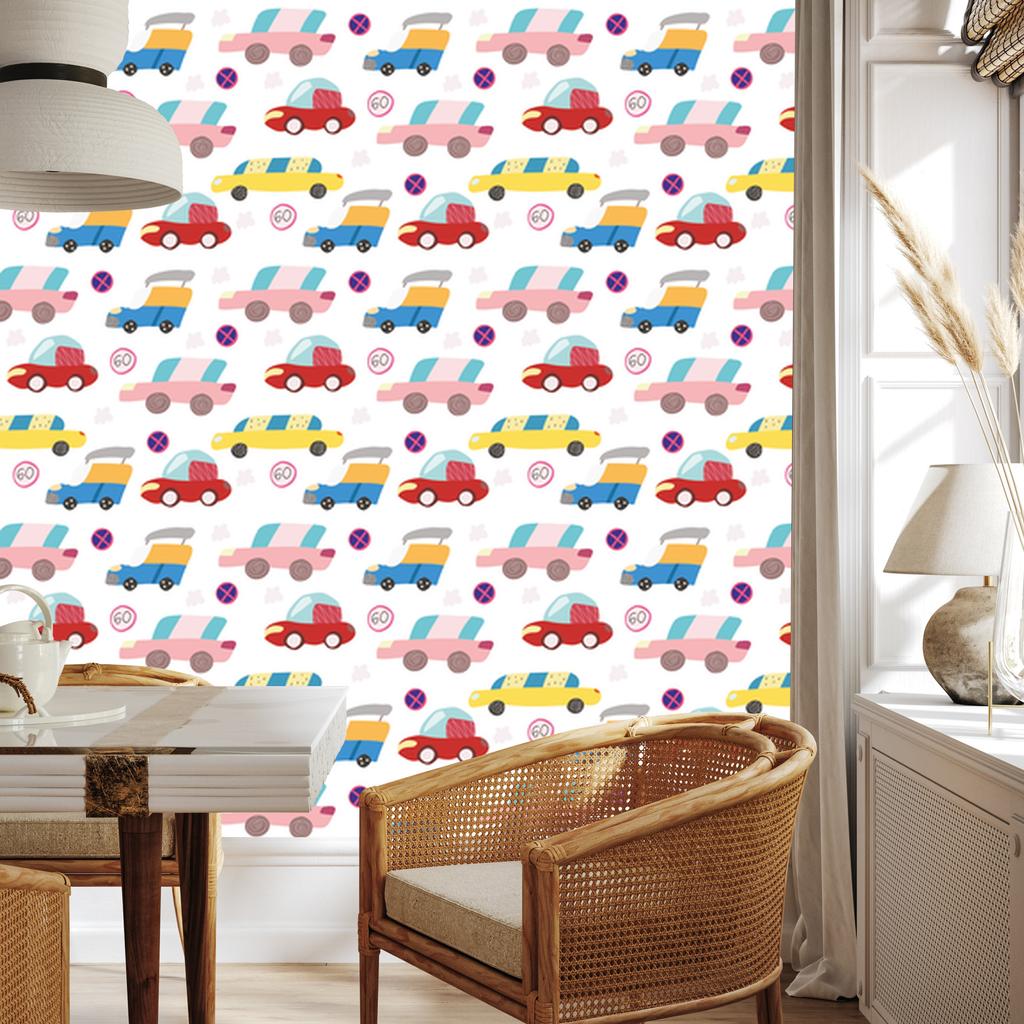 Wallpaper Colorful cars in Scandinavian style 50x1000