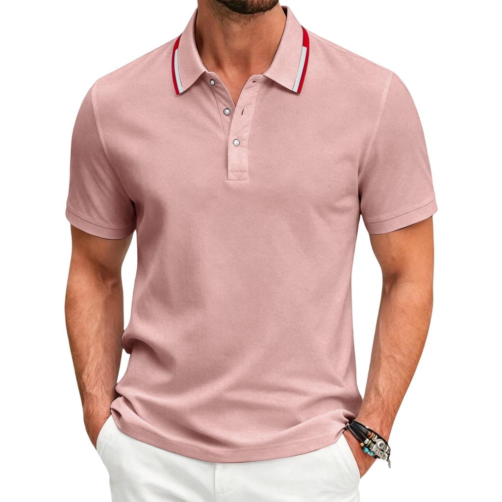 Men's Short Sleeve Polo Shirt Breathable Quick Dry Sports Casual Collared Polo Shirt for Summer Outdoor Activities