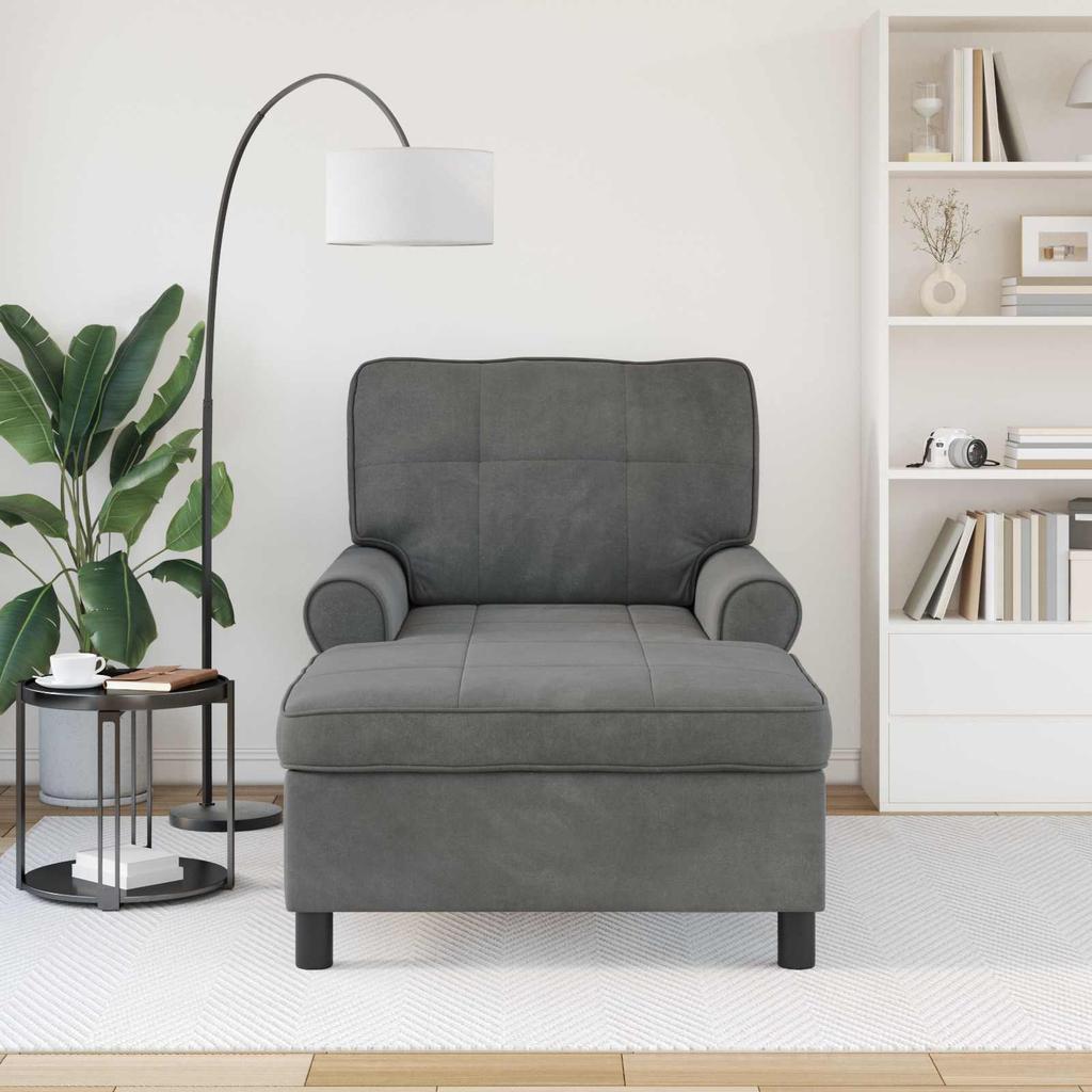 Lounge Chair with Cushions Dark Grey 91 X 157 X 91 Cm Velvet
